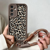 Leopard Wrist Chain Lanyard Case for Samsung