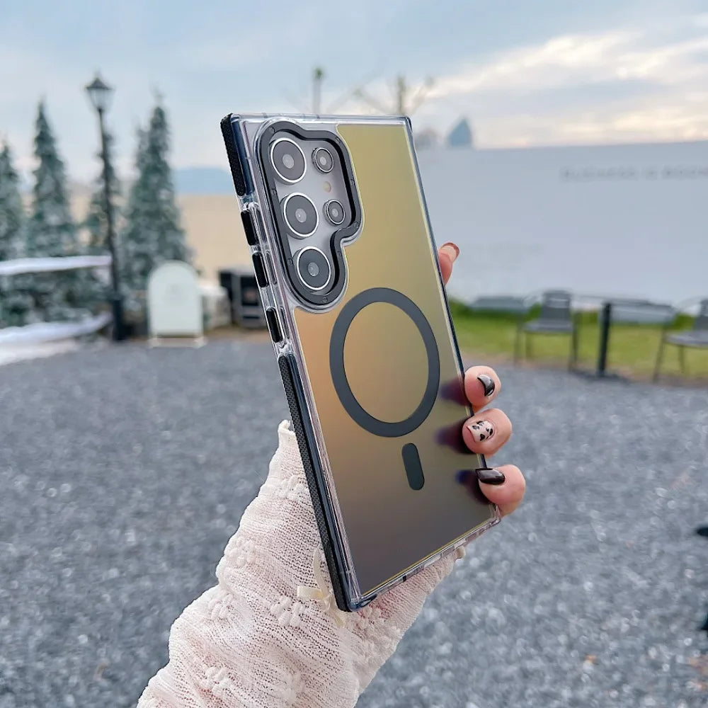 Metal Lens MagSafe Phone Case For Samsung