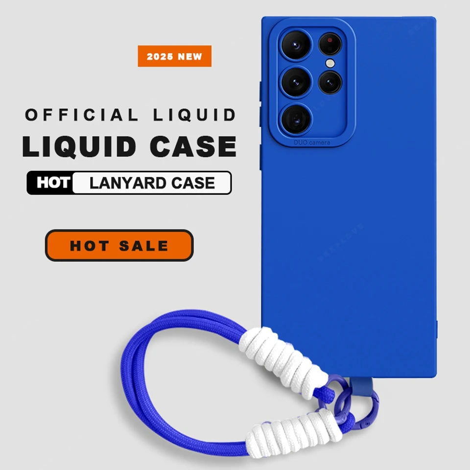 Wrist Strap Liquid Silicone Phone Case For Samsung
