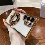 Luxury Magnetic Plating Stand Shockproof Clear Case For Samsung