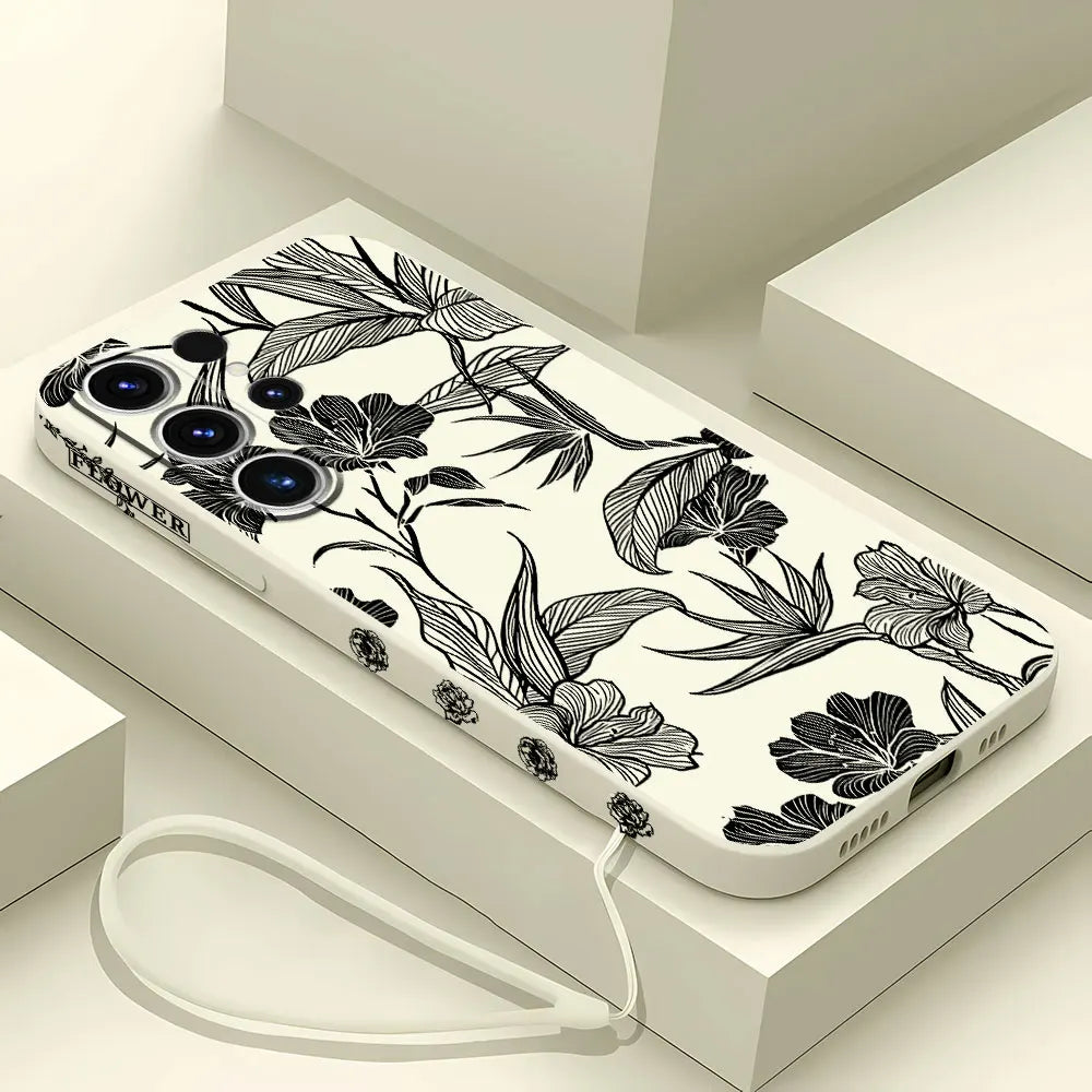 Flower Line Art Soft Silicone Phone Case for Samsung