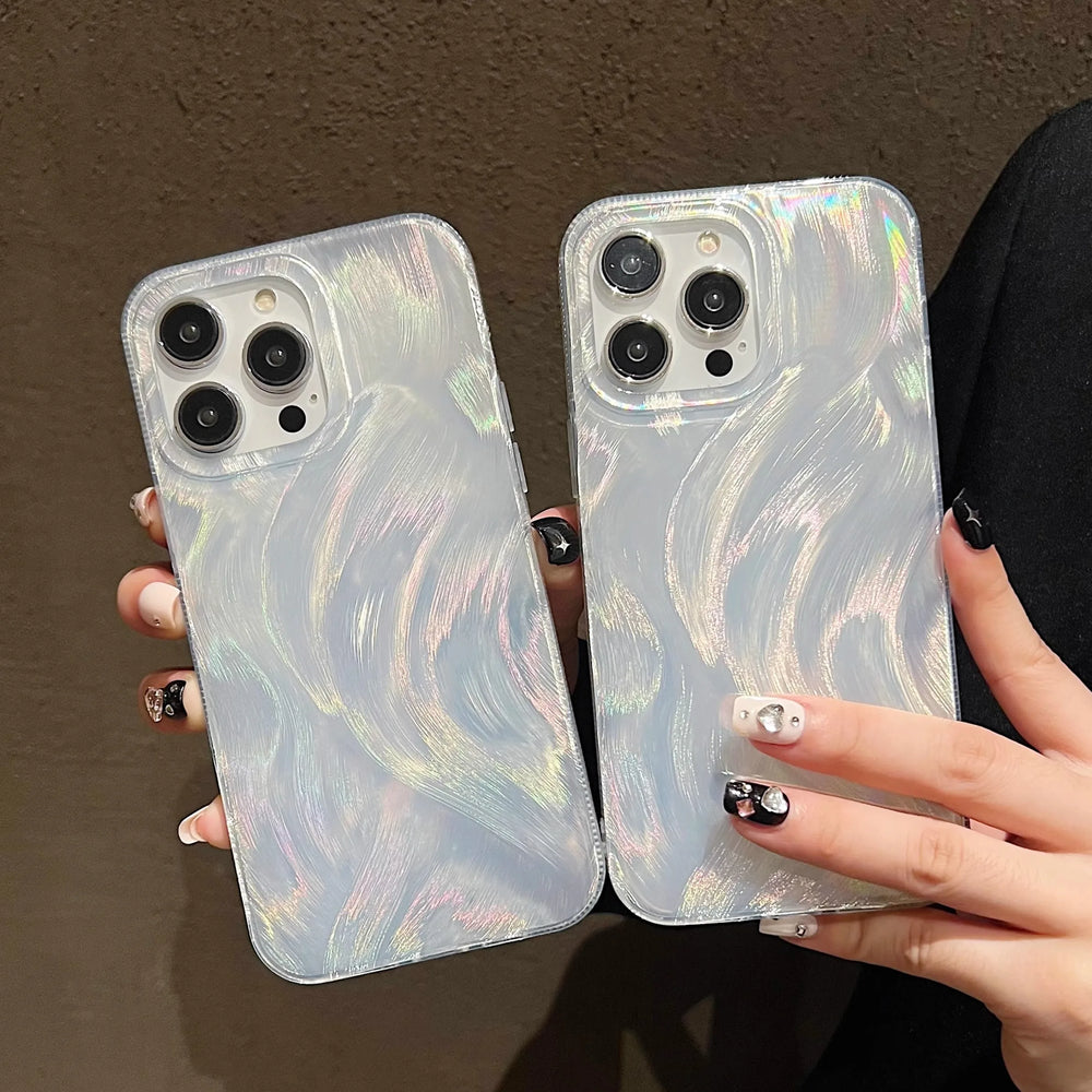 Luxury laser silver gradient silicone soft case for iPhone