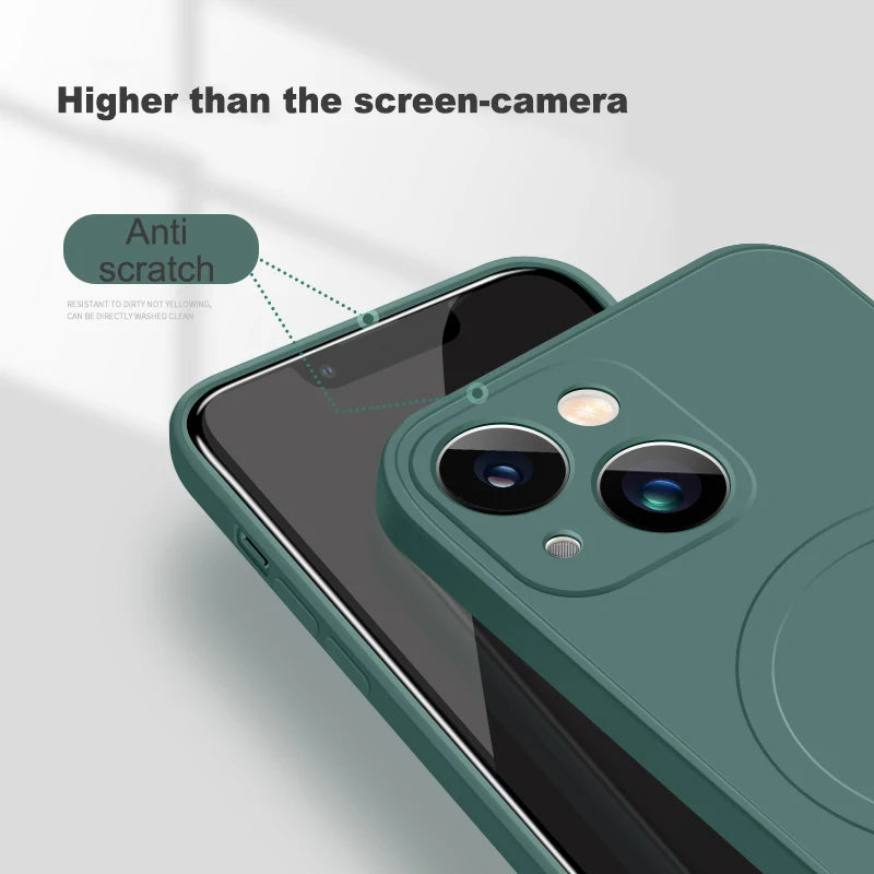 Magnetic Wireless Charging Soft Liquid Silicone Case For IPhone