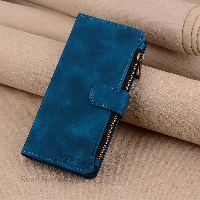 Luxury Zipper Wallet Flip Case For iPhone