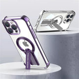 Luxury Transparent Armor Hidden Folding Stand Magnetic Case For iPhone
