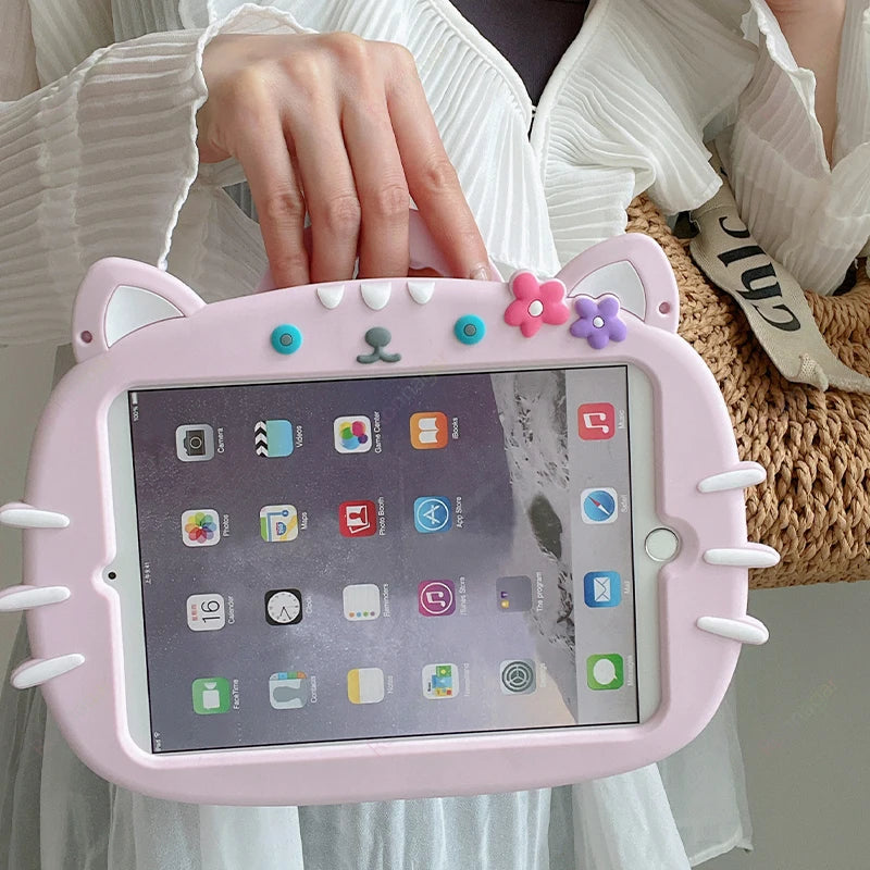 Cartoon Horse Silicone swivel bracket Case For iPad