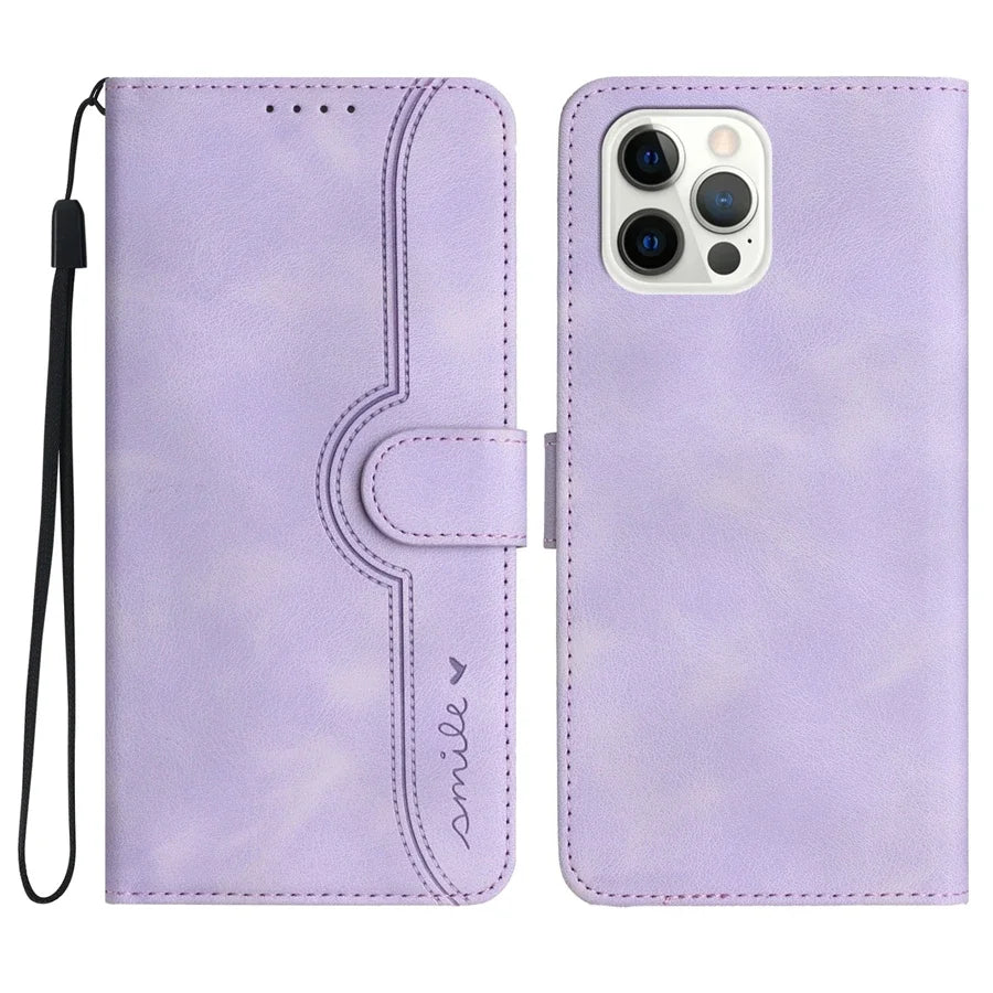 Wallet Kickstand Smile Flip Leather Case For iPhone