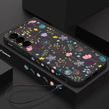 Luxury Flower Print Lanyard Silicone Case For Samsung Galaxy