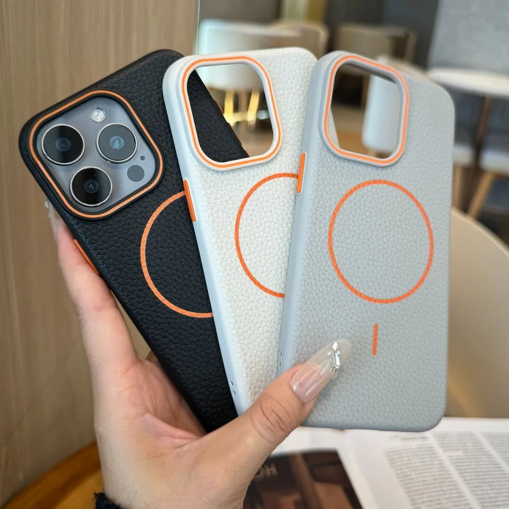 Luxury Magsafe Retro Leather Phone Case For iPhone