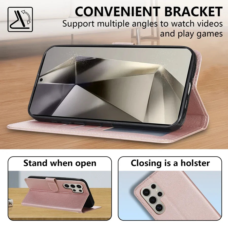 Wallet With Card Slot Magnetic Flip Leather Case For Samsung