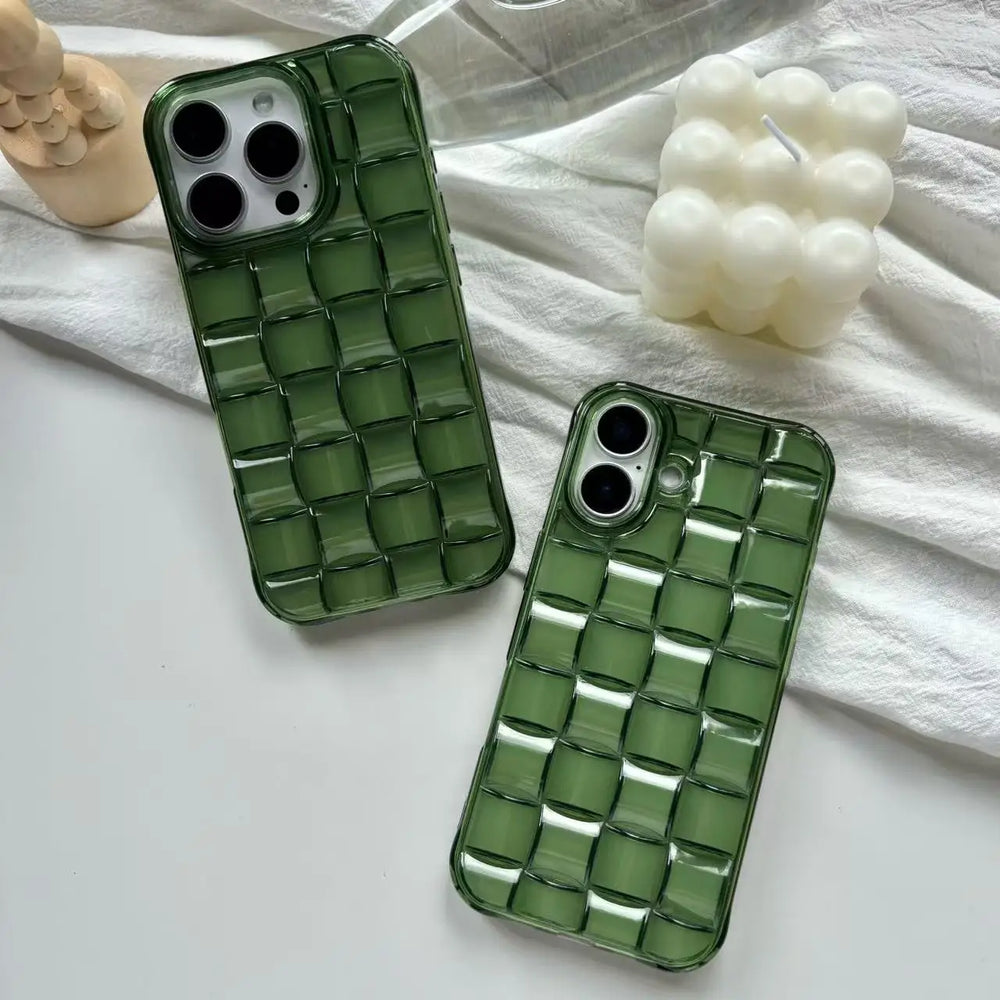 Stereoscopic Green Woven Plaid Case for iPhone