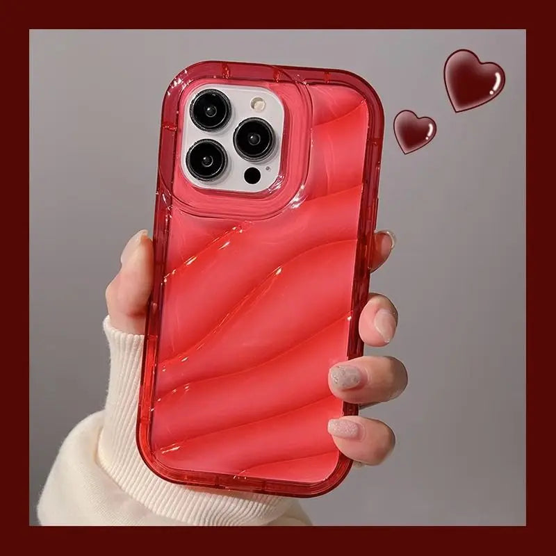 Soft Candy Transparent Wavy Texture Case For iPhone