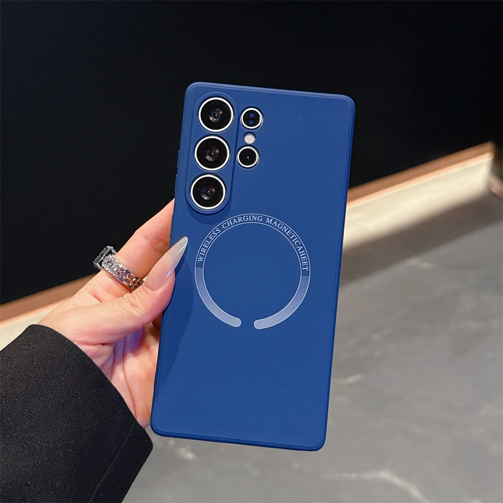 For Magsafe Liquid Silicone Magnetic Phone Case For Samsung