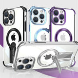 Luxury Transparent Armor Hidden Folding Stand Magnetic Case For iPhone