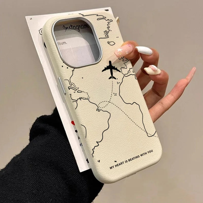 Airplane Lichee Design Leather Case For iPhone
