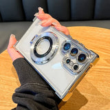 Luxury Magnetic Plating Stand Shockproof Clear Case For Samsung
