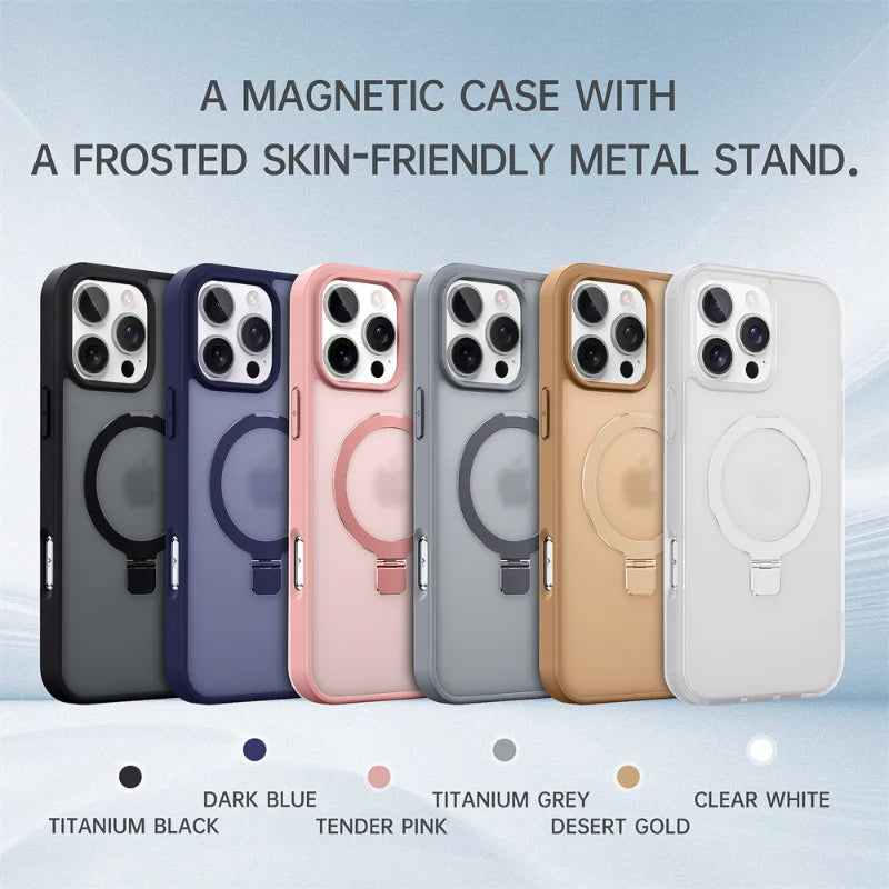 Shockproof Magnetic Kickstand Matte Case For iPhone