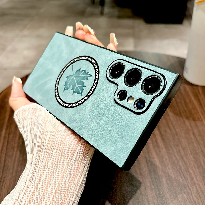 Retro Magsafe Magnetic Leather Case For Samsung Galaxy