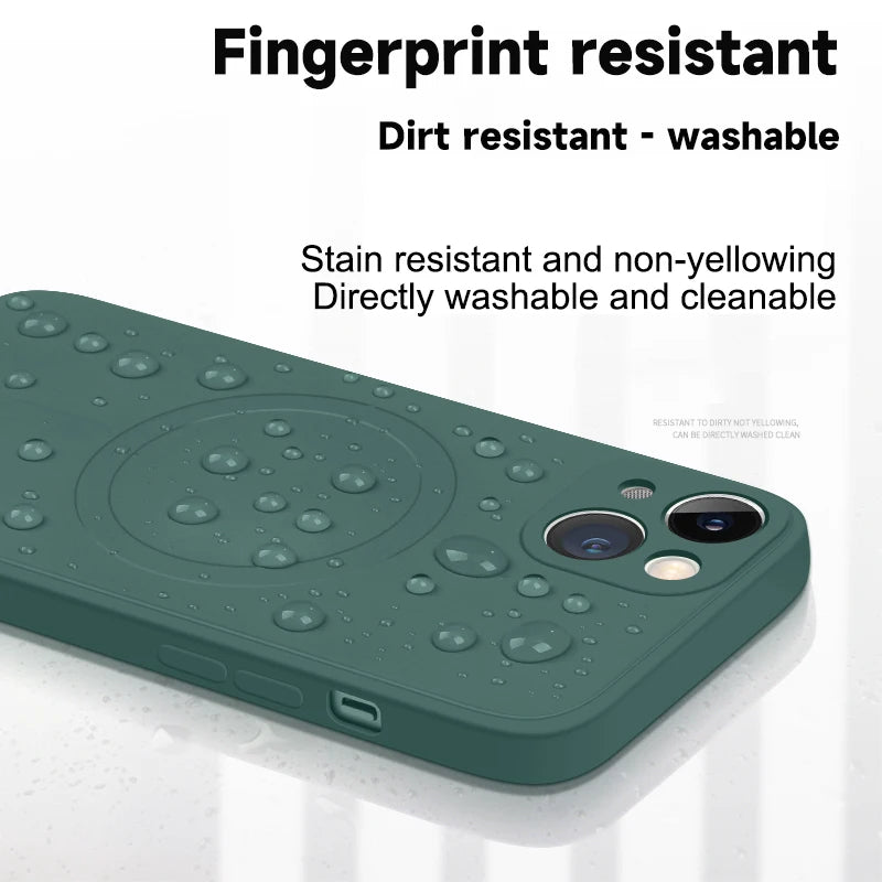 Magnetic Wireless Charging Soft Liquid Silicone Case For IPhone