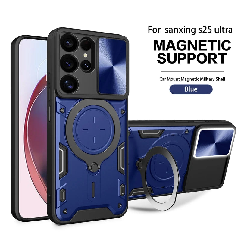 Magnetic Ring Holder Armor Shockproof Case For Samsung