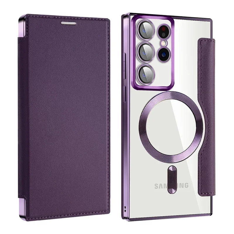 Flip leather business card slot for Samsung