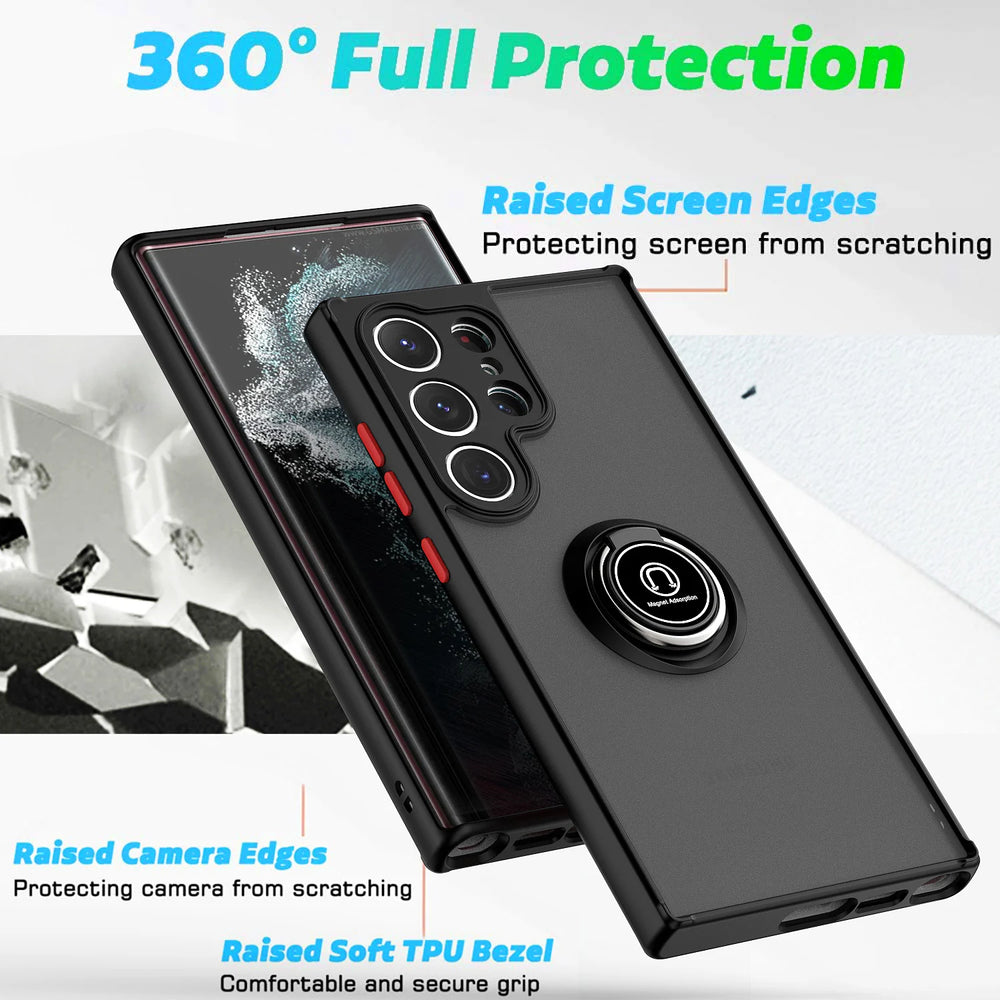 Car Magnetic Ring Bracket Silicone Cover Phone Case For Samsung Galaxy
