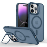Metal Lens Stand Magnetic Case For iPhone