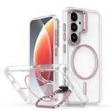 Magnetic Camera bracket Holder Clear Case For Samsung Galaxy