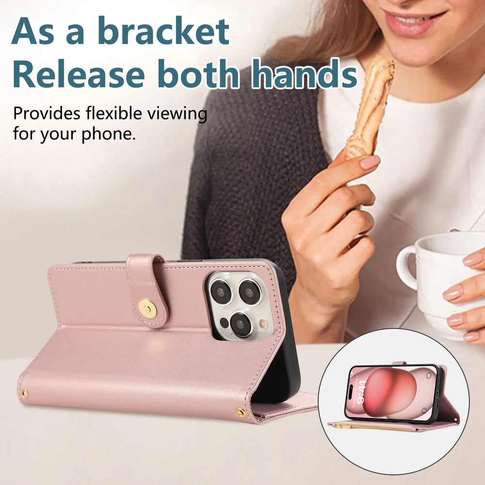 Crossbody Zipper Cards Solt Wallet Leather Case For iPhone
