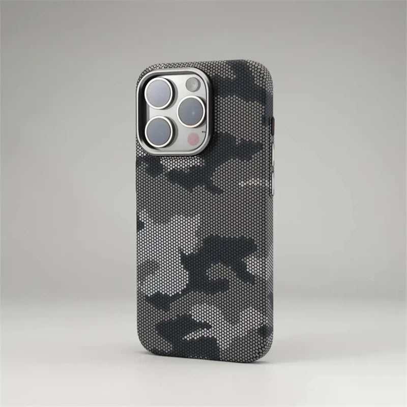 Camouflage Graffiti Relief Alloy MagSafe Phone Case For iPhone