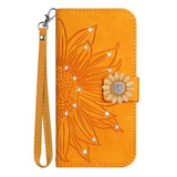 Glitter Sunflower Leather Wallet Flip Case for Samsung