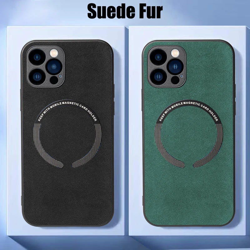 Luxury Suede Leather For Magsafe Magnetic Case For iPhone