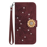 Glitter Sunflower Leather Wallet Flip Case for Samsung