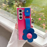 Flowers Leather Wristband Phone Case For Samsung Galaxy
