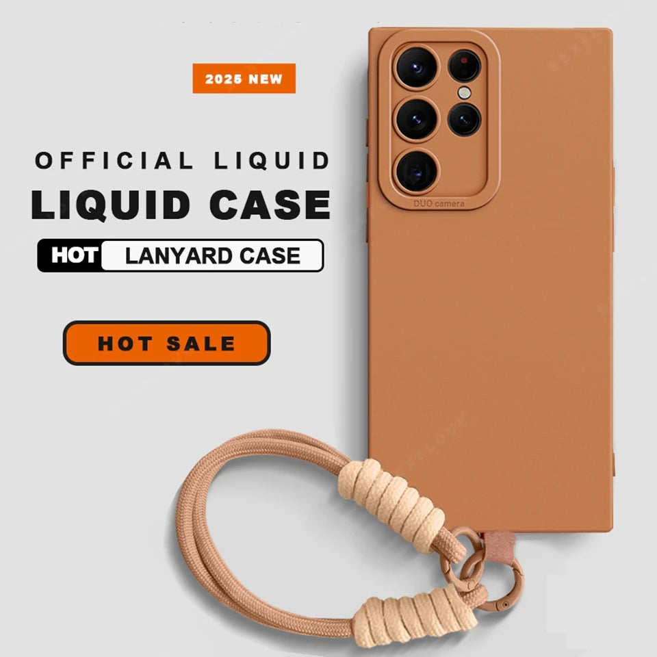Wrist Strap Liquid Silicone Phone Case For Samsung