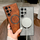 Retro Magsafe Magnetic Leather Case For Samsung Galaxy