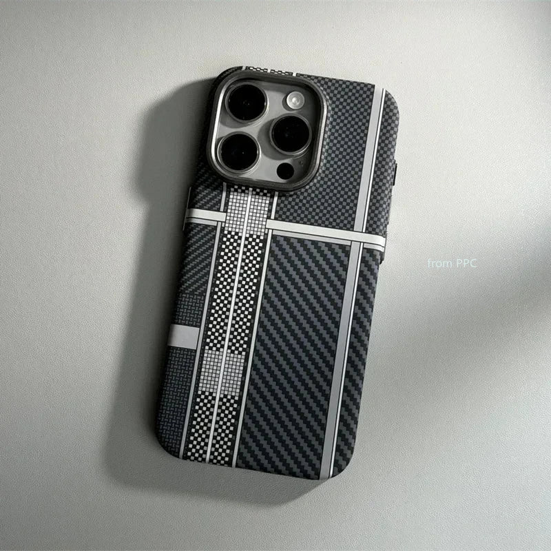 Carbon Fiber Abstract Geometric MagSafe Case For iPhone