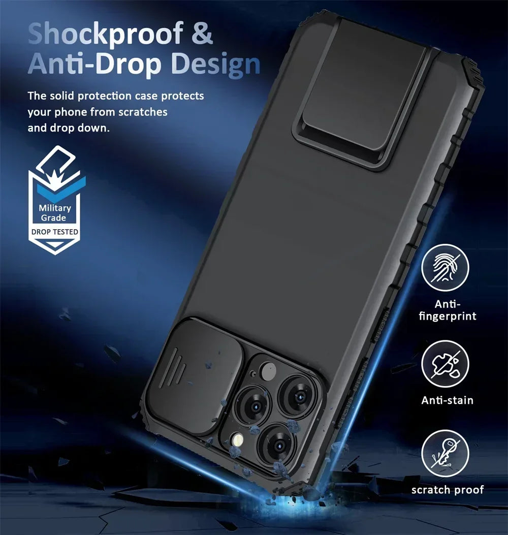 Shockproof Slide Camera Protection Magnetic Case For iPhone