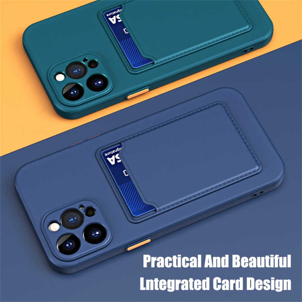 Luxury Soft Silicone Wallet Case For iPhone