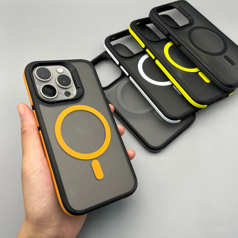 Magnetic Matte Translucent Armor Shockproof Case For iPhone