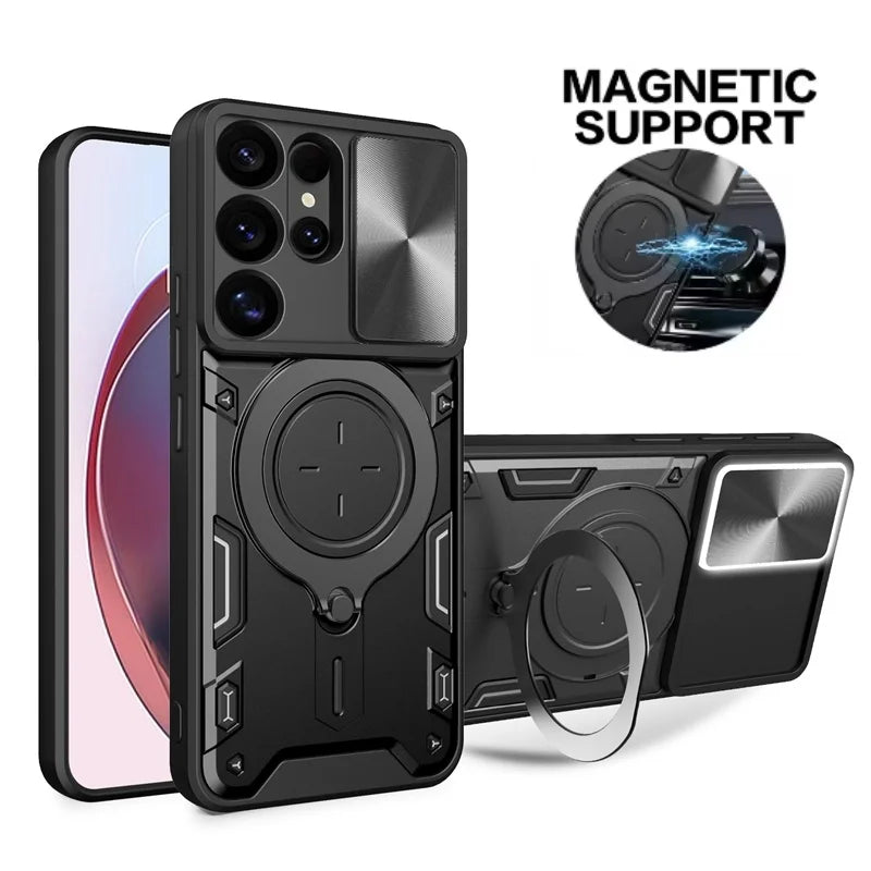 Magnetic Ring Holder Armor Shockproof Case For Samsung