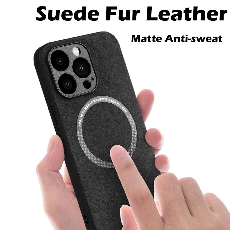 Luxury Suede Leather For Magsafe Magnetic Case For iPhone