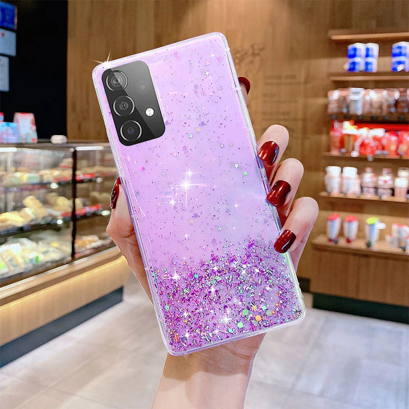Starry Sky Clear Glitter Case For Samsung