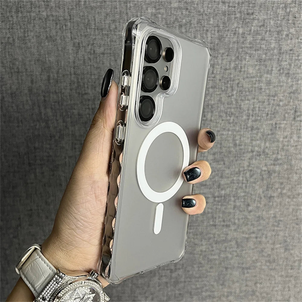 Armor Wave Curly Non-Slip Bumper Magsafe Case For Samsung