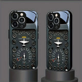Retro Aviation Element Tempered Glass Phone Case For iPhone