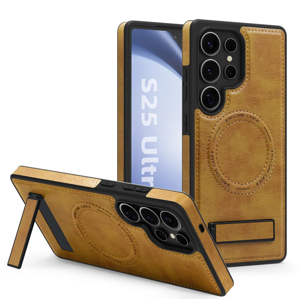 Stand Leather Bracket Magsafe Case for Samsung