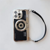 Luxury Retro Stereo Camera Hand with Lanyard Case For iPhone