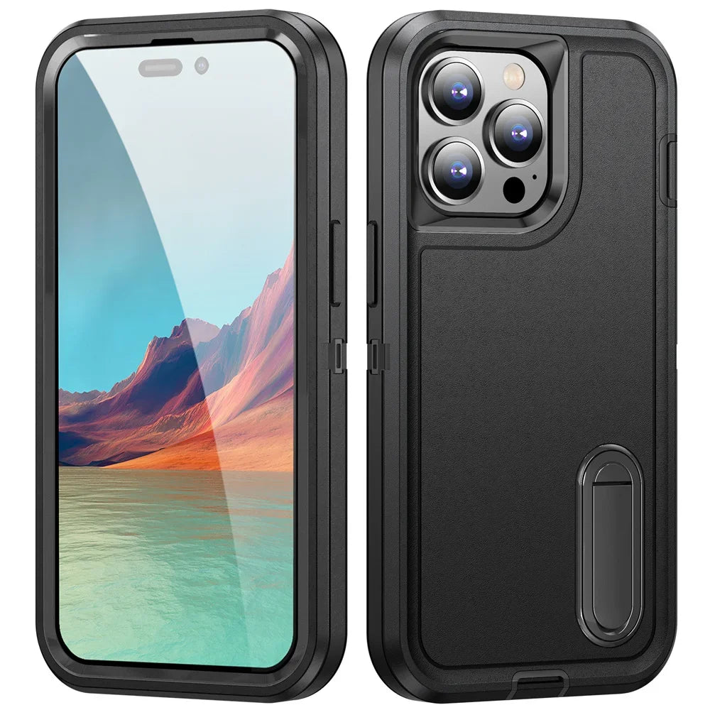 Heavy Duty Shockproof Anti-Scratch Rugged Protective with Kickstand Case For iPhone