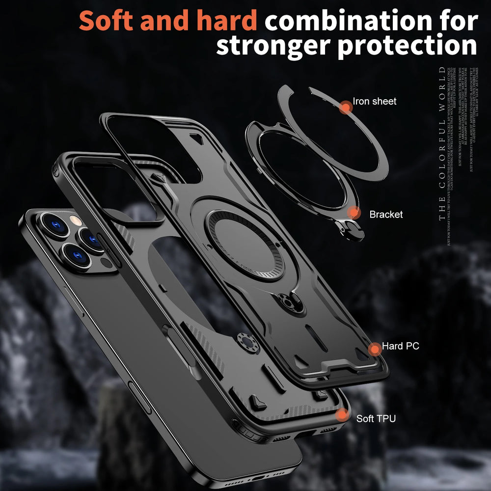 Shockproof Armor Metal Ring Holder Case For iPhone