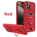 Magnetic Ring Card Holder Slide Camera Protector Case For iPhone